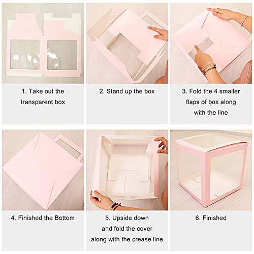 Termichy Baby Shower Boxes Party Decorations with Warm White Fairy Lights, 4 PCS Transparent Balloon Boxes Baby Shower Blocks for Girls Boys Baby Shower, Gender Reveal Decorations (White)