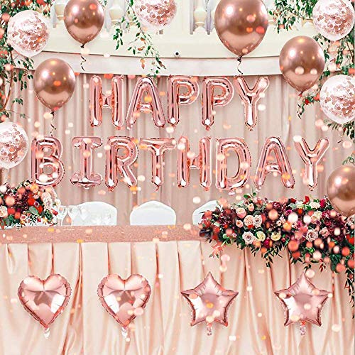 12 Inch Rose Gold Metallic Chrome Balloons,50 Pack Rose Gold Confetti Balloons,Premium Latex Party Balloons With Ribbon for Birthday, Wedding, Baby Shower, Anniversary Party Decorations