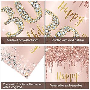 Happy 30th Birthday Door Banner Backdrop Decorations for Her, Pink Rose Gold 30 Birthday Party Door Cover Sign Supplies, Thirty Year Old Birthday Poster Background Decor