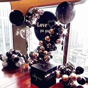 Black And Silver Balloons Garland Arch Kit Black Agate Marble Balloons Decorations For Parties Birthday Baby Shower Graduation | Includes Balloon Dots Balloons Strip Curling Ribbon