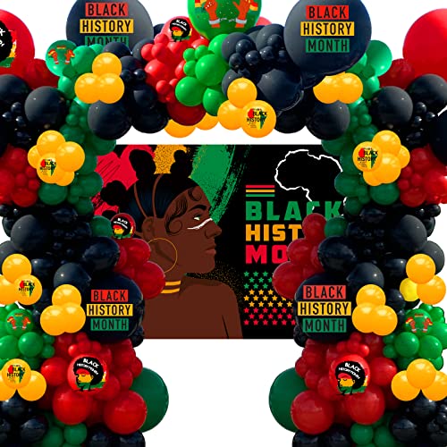 129 pcs Black History Month Balloons Garland Arch Black History Month Decorations Black History Month Backdrop Africa Party Supplies for Black History Month Party Decorations