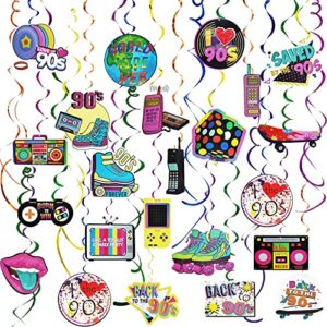 30 pcs 90s party decorations hanging swirls for adults back to 1990’s party decor favors for 90s theme birthday party decorations supplies
