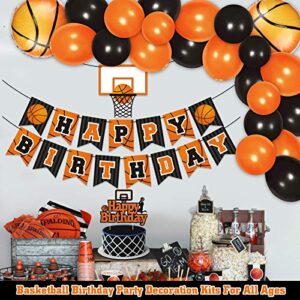 Levfla Basketball Birthday Party Decoration Slam Dunk Kids Teenagers Adult B-Day Banner Cake Cupcake Topper Photo Props March Madness Sports Party Decor Favor Supplies