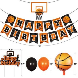 Levfla Basketball Birthday Party Decoration Slam Dunk Kids Teenagers Adult B-Day Banner Cake Cupcake Topper Photo Props March Madness Sports Party Decor Favor Supplies