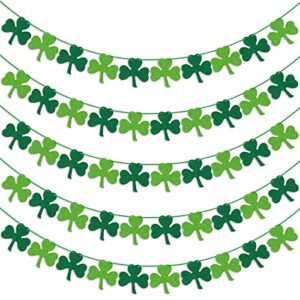 shamrock clover felt banner garland pack of 5, st patricks day decorations-assembled-irish lucky day saint patricks day decor