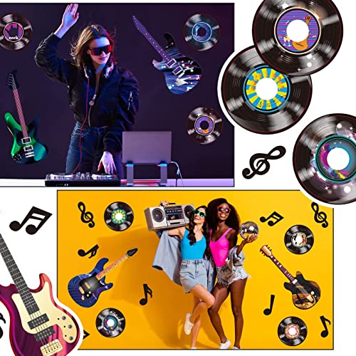40 Pcs Music Party Decorations Musical Notes Rock and Roll Record Cutouts Silhouettes Record Cutouts Guitar Party Favor Cutouts 50s 80s Theme Party Baby Shower School Bulletin Board Craft Decoration