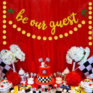 Be Our Guest Gold Sign Banner, Reception Banner for Beauty And The Beast Party Bridal Shower Favor Supplies for Wedding Engagement Bachelorete Party Baby Shower Birthday Party Housewarming Decorations