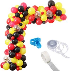 mouse color balloon garland kit, 115 pack red yellow black confetti party balloons ideal for mouse birthday baby shower party decorations supplies