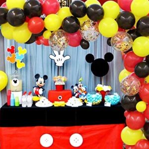 Mouse Color Balloon Garland Kit, 115 Pack Red Yellow Black Confetti Party Balloons Ideal for Mouse Birthday Baby Shower Party Decorations Supplies