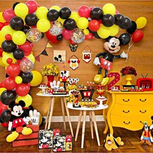 Mouse Color Balloon Garland Kit, 115 Pack Red Yellow Black Confetti Party Balloons Ideal for Mouse Birthday Baby Shower Party Decorations Supplies