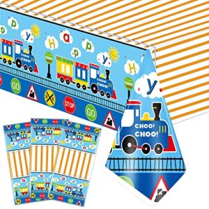 irenare train plastic tablecloths train birthday party supplies train party boy tablecovers train party decorations 51 x 87 inch(3 pieces)