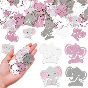 320 pcs baby elephant baby shower confetti,elephant baby shower decoration elephant theme table party confetti for baby shower gender reveal party supplies (pink, gray, white)