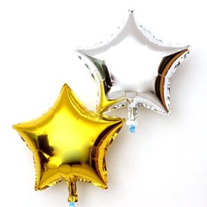 18" Star Balloons Foil Balloons Mylar Balloons Party Decorations Balloons, Silver, 10 Pieces