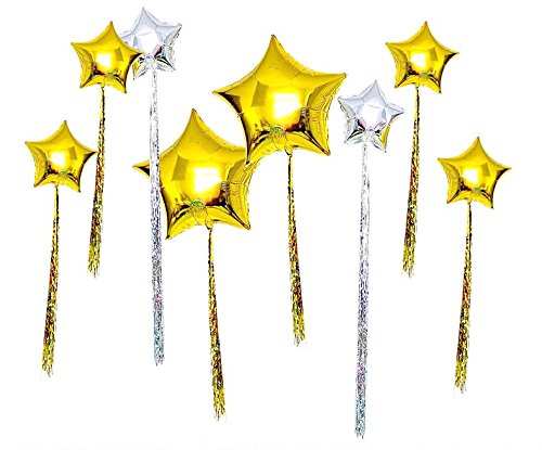 18" Star Balloons Foil Balloons Mylar Balloons Party Decorations Balloons, Silver, 10 Pieces