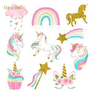 NICROHOME Unicorn Party Decorations, 30PCS Unicorn Hanging Swirl with Glitter Cardboard, Unicorn Birthday Decorations for Girls