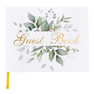 wedding guest book – guest sign in book – wedding reception registry book – hard cover, 7″ x 9″ (eucalyptus gold foil, book)