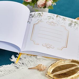 Wedding Guest Book - Guest Sign in Book - Wedding Reception Registry Book - Hard Cover, 7" x 9" (Eucalyptus Gold Foil, Book)