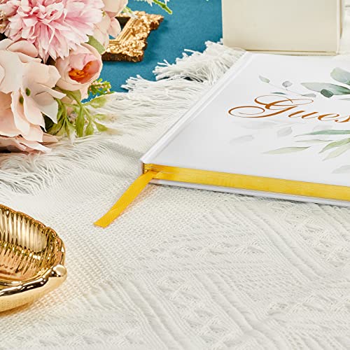 Wedding Guest Book - Guest Sign in Book - Wedding Reception Registry Book - Hard Cover, 7" x 9" (Eucalyptus Gold Foil, Book)