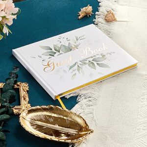 Wedding Guest Book - Guest Sign in Book - Wedding Reception Registry Book - Hard Cover, 7" x 9" (Eucalyptus Gold Foil, Book)