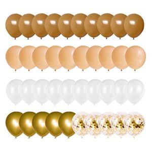 brown and nude latex balloons set, 50 pcs 12 inch tan brown nude white gold confetti party balloons for birthday baby shower engagement wedding anniversary party decorations