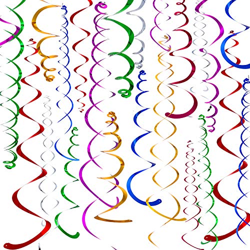 84 Pieces Christmas Hanging Swirls Whirls Party Decoration Streamers Decorations for Thanksgiving Day Birthday Baby Shower Graduation Wedding Celebration Tea Party