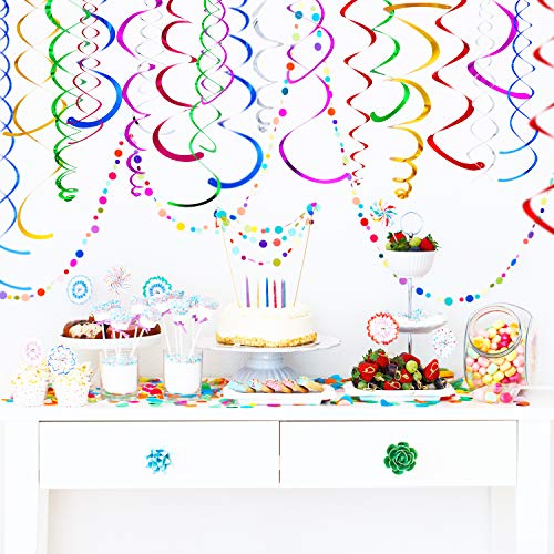 84 Pieces Christmas Hanging Swirls Whirls Party Decoration Streamers Decorations for Thanksgiving Day Birthday Baby Shower Graduation Wedding Celebration Tea Party