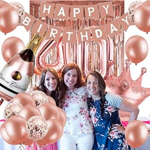 40th Birthday Decorations for Women, Rose Gold 40 Birthday Party Decoration for Her, 40th Happy Birthday Banner Kits Rosegold Balloons Decoration for Women 40th Birthday Party Supplies