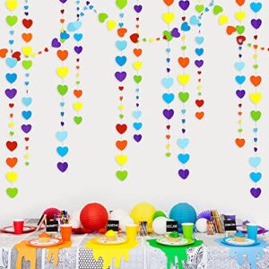 52 ft rainbow love heart garland colorful hanging paper heart streamer multicolor banner for birthday valentines anniversary bachelorette engagement wedding baby bridal shower fiesta party decorations