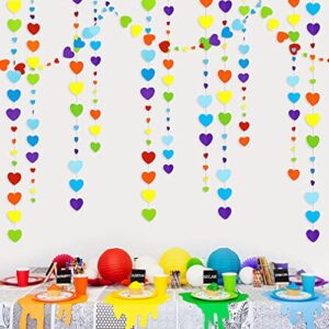 52 Ft Rainbow Love Heart Garland Colorful Hanging Paper Heart Streamer Multicolor Banner for Birthday Valentines Anniversary Bachelorette Engagement Wedding Baby Bridal Shower Fiesta Party Decorations