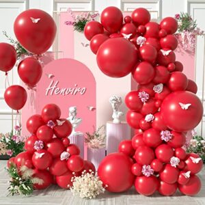 henviro red latex party balloons – 154 pcs 5/10/12/18 inch balloons helium quality latex balloons as birthday party balloons/ graduation balloons/ valentines day balloons/ baby shower/ wedding