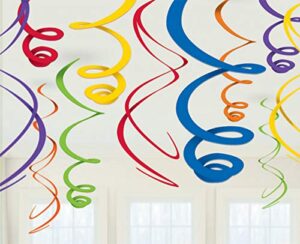 amscan swirl (12ct) party decorations, 22″, multicolor