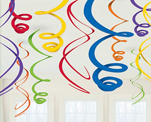 amscan Swirl (12ct) Party Decorations, 22", Multicolor