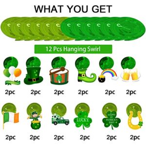 Tifeson St. Patrick's Day Decorations Hanging Swirls - 36 PCS Shamrock Clover Leprechaun Horseshoe Ceiling Foil Swirls for Lucky Day Home Office Decor - Saint Patrick's Day Irish Party Hanging Decorations Supplies