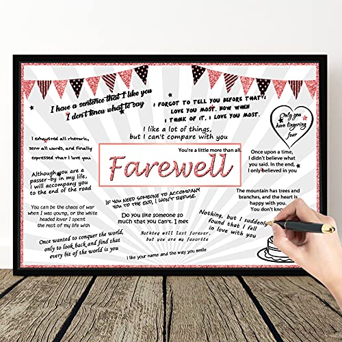 Farewell Party Decorations Goodbye Card Guest Book We Will Miss You Card Retired Party Supplies Going Away Gift for Coworker Men Women Adults (Black and Rose Gold)