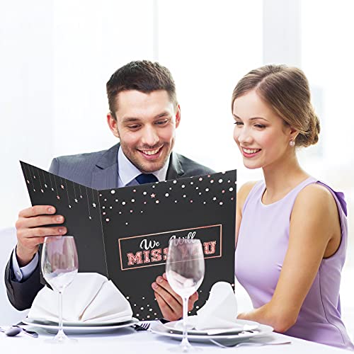 Farewell Party Decorations Goodbye Card Guest Book We Will Miss You Card Retired Party Supplies Going Away Gift for Coworker Men Women Adults (Black and Rose Gold)