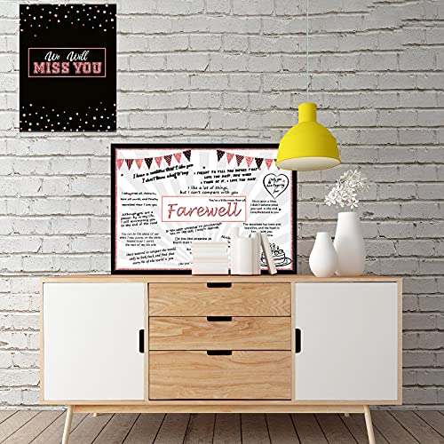 Farewell Party Decorations Goodbye Card Guest Book We Will Miss You Card Retired Party Supplies Going Away Gift for Coworker Men Women Adults (Black and Rose Gold)