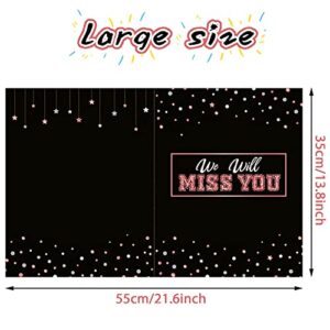 Farewell Party Decorations Goodbye Card Guest Book We Will Miss You Card Retired Party Supplies Going Away Gift for Coworker Men Women Adults (Black and Rose Gold)