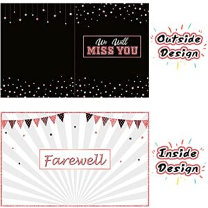 Farewell Party Decorations Goodbye Card Guest Book We Will Miss You Card Retired Party Supplies Going Away Gift for Coworker Men Women Adults (Black and Rose Gold)