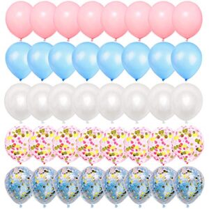 Gender Reveal Pink Blue Balloons , 12 inch Pink and Blue Confetti Latex Balloons For Birthday Baby Shower Gender Reveal Party Supplies and Decorations