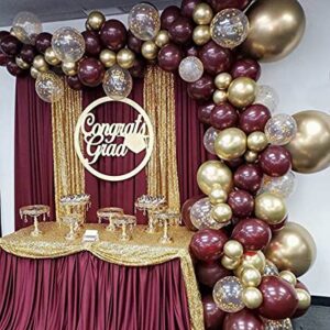 118pcs Burgundy Gold Balloon Arch Garland Kit Double Stuffed Wine Red Balloons Gold Dot Confetti Balloon for Valentines Day Birthday Wedding Decorations Baby Shower Bridal Shower Globos