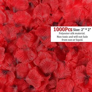 55 Pack I Love You Balloons and Heart Balloons Kit with Valentines Hanging Swirls 1000 Pcs Dark-Red Silk Rose Petals Wedding Flower Love-Bear Red Heart Balloons for Valentines Day Anniversary Wedding