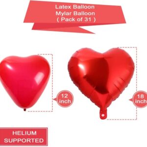 55 Pack I Love You Balloons and Heart Balloons Kit with Valentines Hanging Swirls 1000 Pcs Dark-Red Silk Rose Petals Wedding Flower Love-Bear Red Heart Balloons for Valentines Day Anniversary Wedding