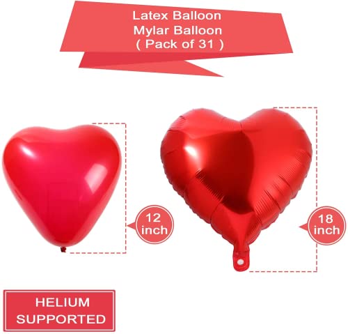 55 Pack I Love You Balloons and Heart Balloons Kit with Valentines Hanging Swirls 1000 Pcs Dark-Red Silk Rose Petals Wedding Flower Love-Bear Red Heart Balloons for Valentines Day Anniversary Wedding