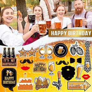 happy birthday decorations for men women - (61pcs) black and gold party decorations Banner, Sign Latex Balloon,Fringe Curtains and cheers to you Foil Balloons,Hanging Swirl,photo props,birthday sash