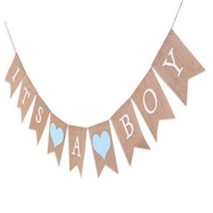 Burlap Banner for Baby Boy Shower - Baby Boy Shower Decorations,Its A Boy Burlap Banner,Best Boys Birthday Party Supplies (Its A Boy Burlap Banner)