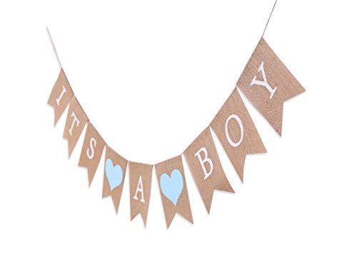 Burlap Banner for Baby Boy Shower - Baby Boy Shower Decorations,Its A Boy Burlap Banner,Best Boys Birthday Party Supplies (Its A Boy Burlap Banner)