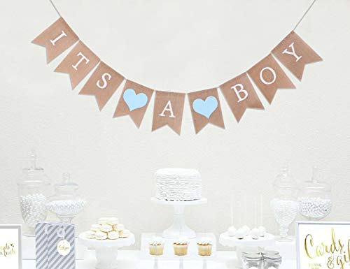 Burlap Banner for Baby Boy Shower - Baby Boy Shower Decorations,Its A Boy Burlap Banner,Best Boys Birthday Party Supplies (Its A Boy Burlap Banner)