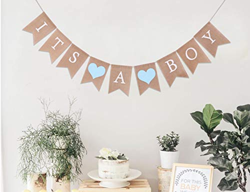 Burlap Banner for Baby Boy Shower - Baby Boy Shower Decorations,Its A Boy Burlap Banner,Best Boys Birthday Party Supplies (Its A Boy Burlap Banner)