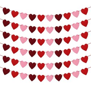 valentines day decorations – 120 pcs no diy heart felt garland for valentines day decor indoor outdoor – red heart banner for valentines/anniversary/wedding/birthday party supplies