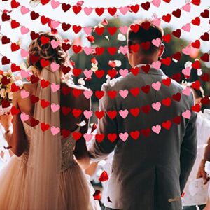 Valentines Day Decorations - 120 Pcs NO DIY Heart Felt Garland for Valentines Day Decor Indoor Outdoor - Red Heart Banner for Valentines/Anniversary/Wedding/Birthday Party Supplies